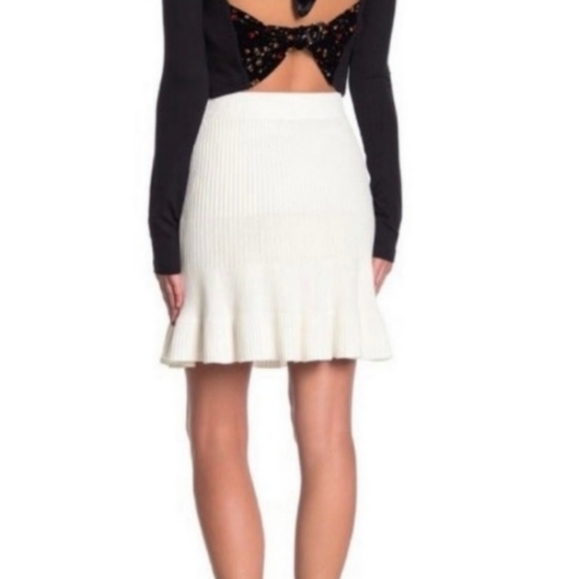 Free People Solid Gold Ribbed Knit Mini Skirt Ivory - Picture 15 of 16